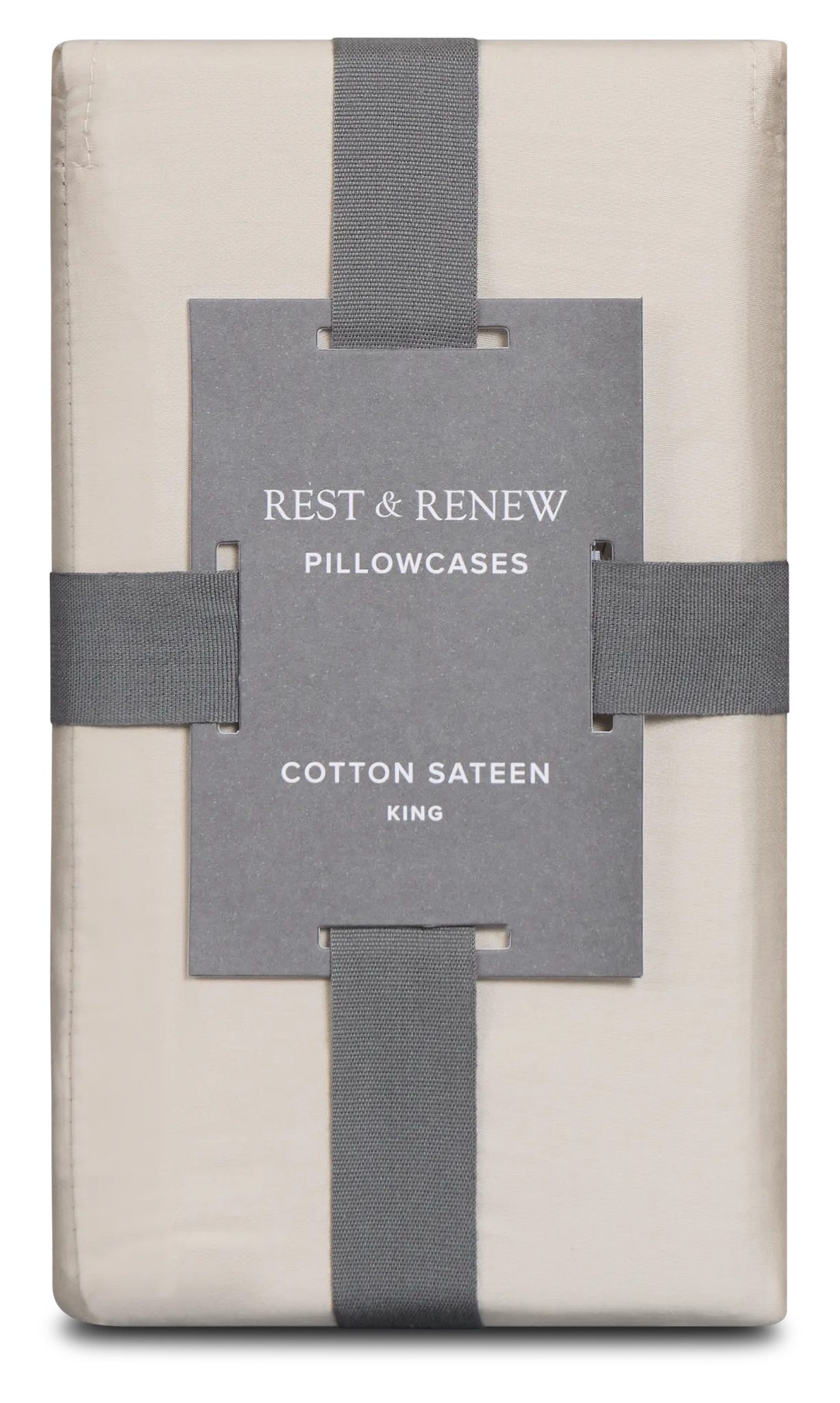 Rest & Renew Cotton Sateen Beige 300 Thread Set Of 2 Pillowcases