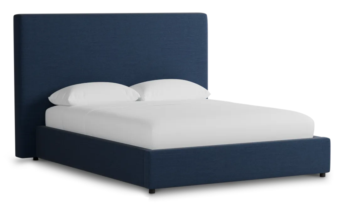 Grayton Peyton Dark Blue 54" Upholstered Platform Bed