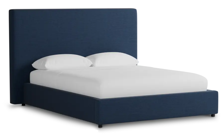 Grayton Peyton Dark Blue 54" Upholstered Platform Bed Grayton Peyton Dark Blue 54" Upholstered Platform Bed