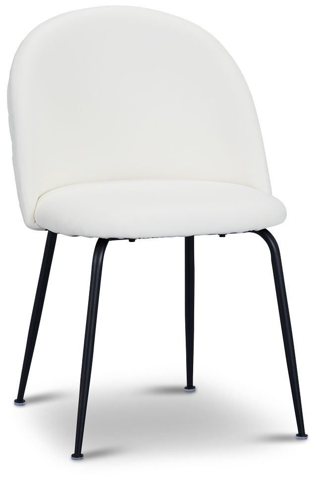 Capri White Micro Upholstered Side Chair W/ Black Legs