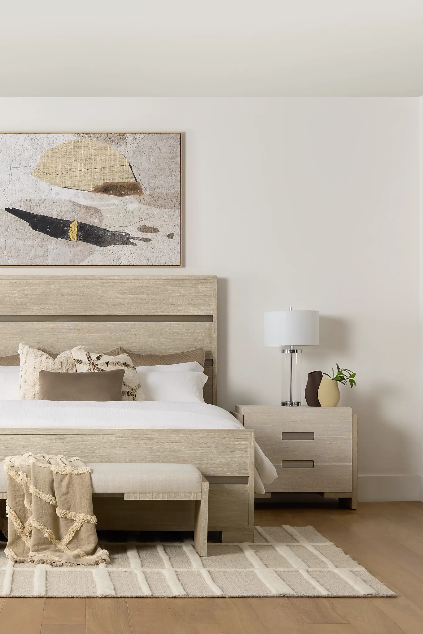 Miramar Light Tone Panel Bed