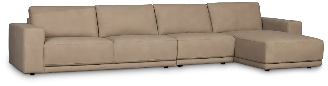 Kellan Taupe Leather Small Right Chaise Sectional Kellan Taupe Leather Small Right Chaise Sectional