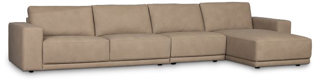 Kellan Taupe Leather Small Right Chaise Sectional