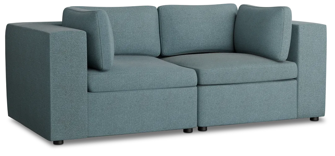 Destin Sutton Blue Fabric 2-piece Modular Sofa