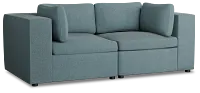 Destin Sutton Blue Fabric 2 Piece Modular Sofa