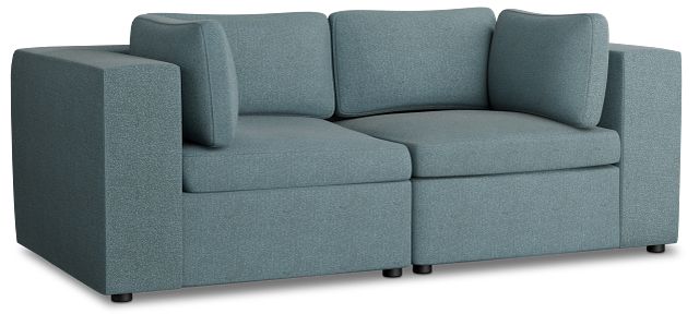 Destin Sutton Blue Fabric 2 Piece Modular Sofa