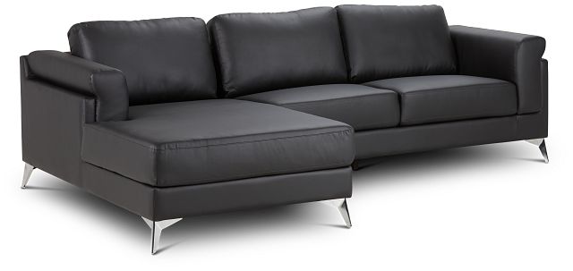 Gianna Black Micro Left Chaise Sectional