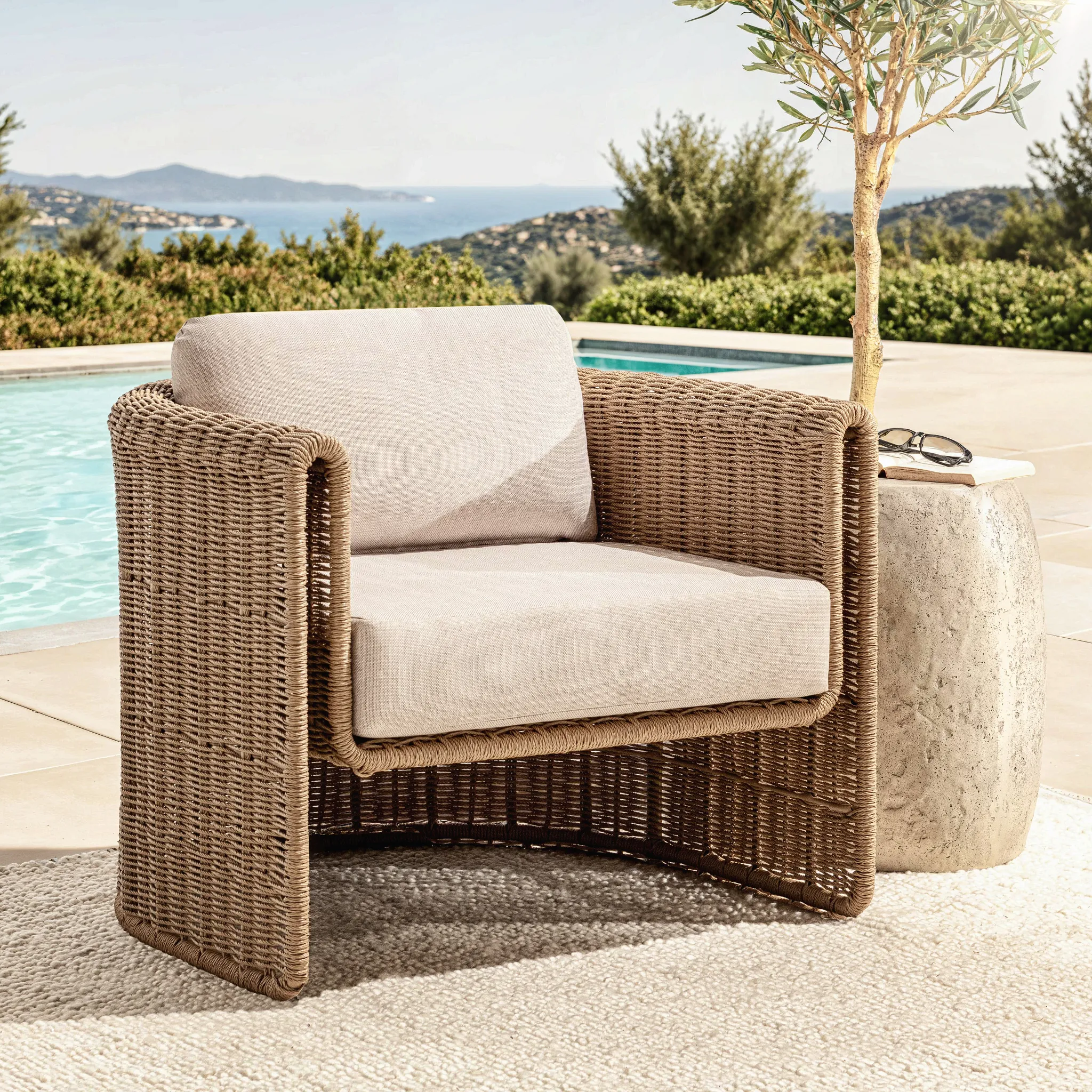 Panther Beige Woven Cushioned Chair