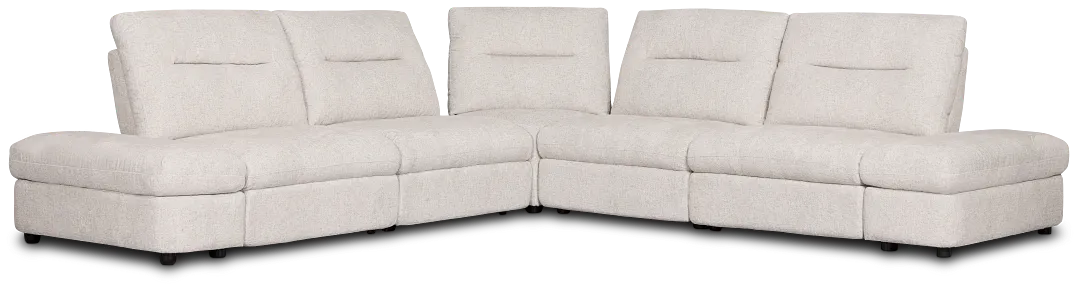 Mila Light Beige Fabric Small Dual Power Reclining Two-arm Sectional