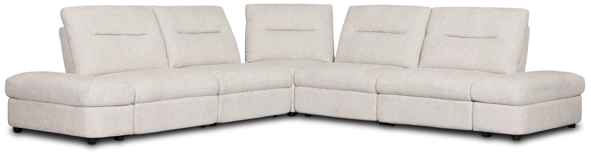 Mila Light Beige Fabric Small Dual Power Reclining Two-arm Sectional