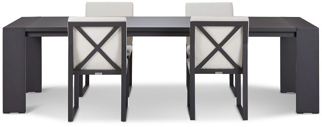 Linear Dark Gray White 110" Aluminum Table & 4 Cushioned Side Chairs (0)
