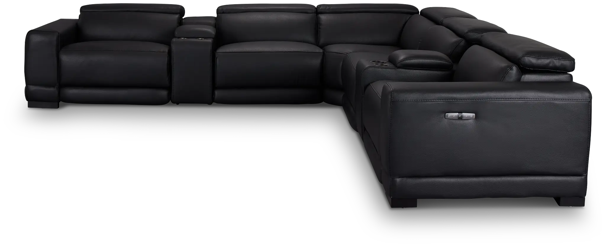 Lombardy Black Micro Large Dual Power Reclining Two-arm Sectional Lombardy Black Micro Large Dual Power Reclining Two-arm Sectional