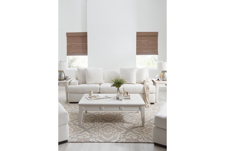 Alpha White Fabric Sofa