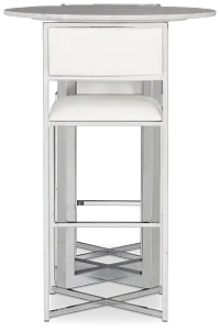 Amalfi White Marble Pub Table & 2 Metal Barstools
