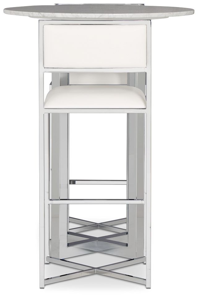 Amalfi White Marble Pub Table & 2 Metal Barstools