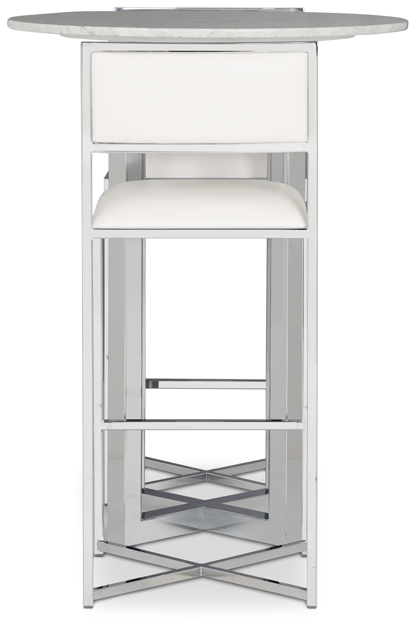 Amalfi White Marble Pub Table & 2 Metal Barstools