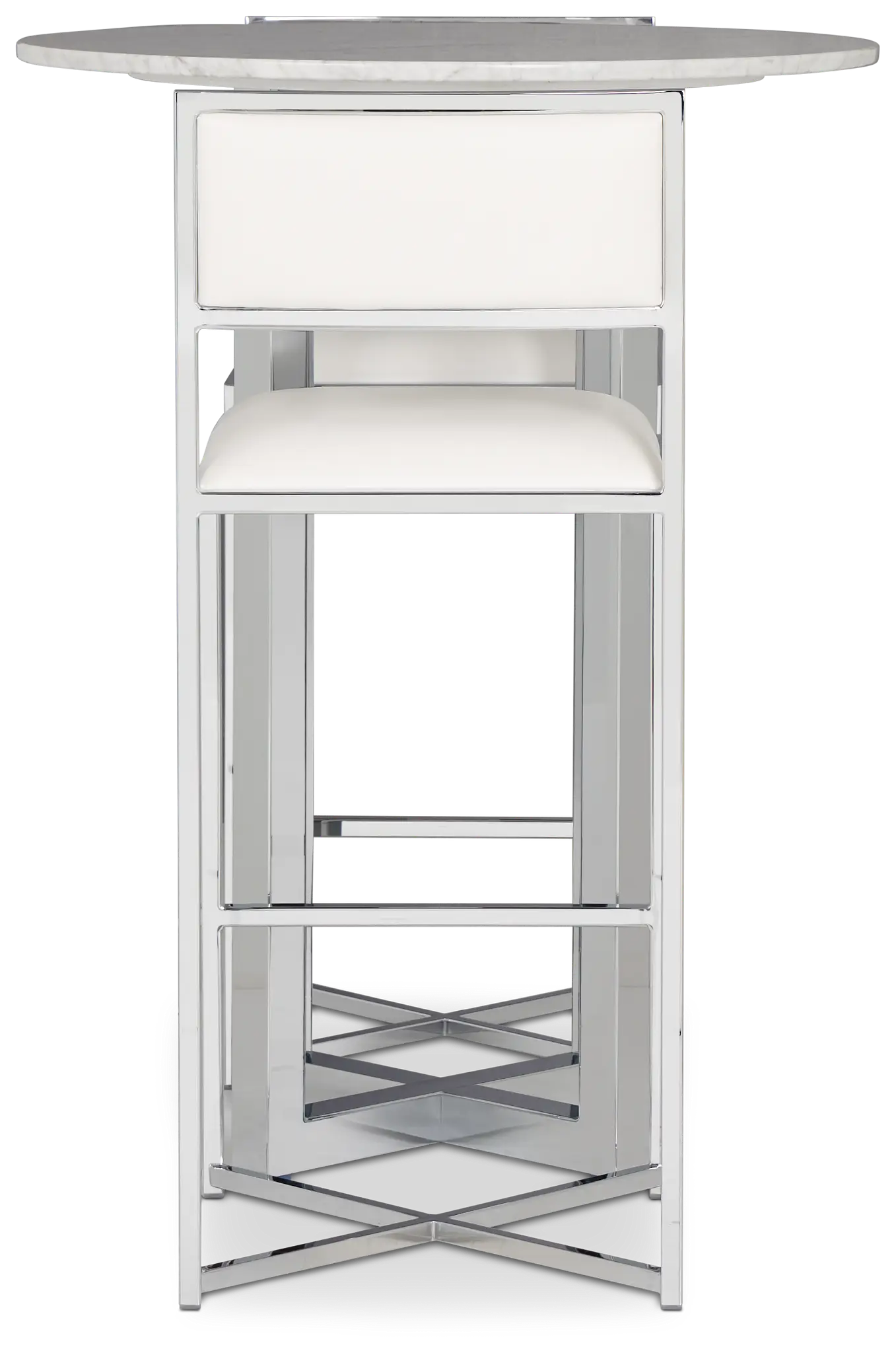 Amalfi White Marble Pub Table & 2 Metal Barstools Amalfi White Marble Pub Table & 2 Metal Barstools