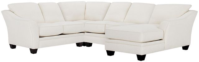 Avery White Fabric Medium Right Chaise Sectional
