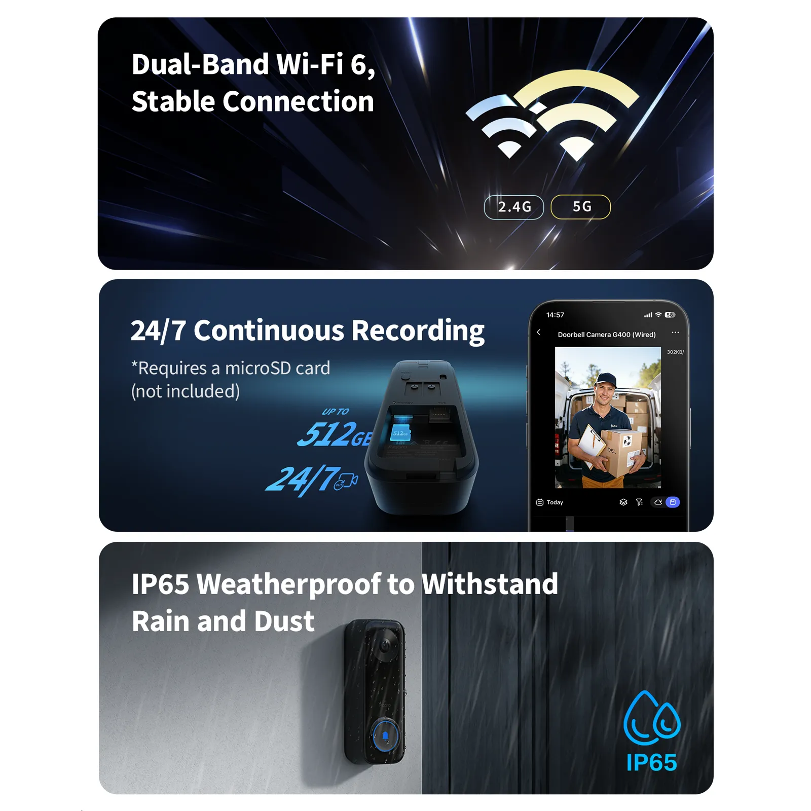 Aqara G400 Doorbell Camera Black Smart Door Bells