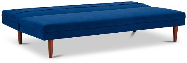 Ellie Dark Blue Velvet Sofa Futon