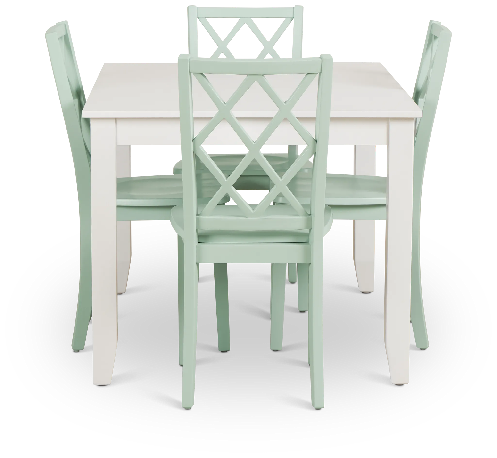 Edgartown White Rect Table & 4 Light Blue Wood Chairs