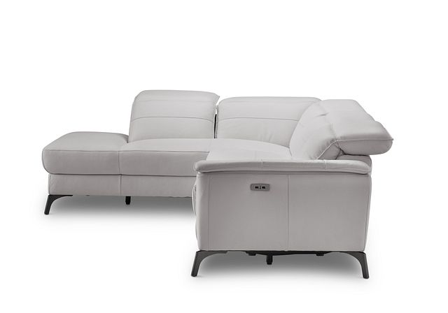 Pearson Gray Leather Left Bumper Power Reclining Sectional (3)