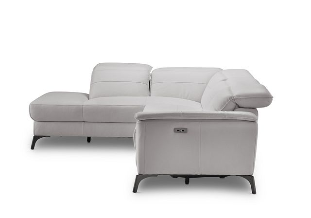 Pearson Gray Leather Left Bumper Power Reclining Sectional