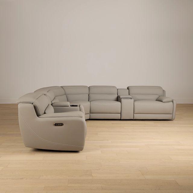 Jett Gray Micro Large Dual Power Reclining Two-arm Sectional