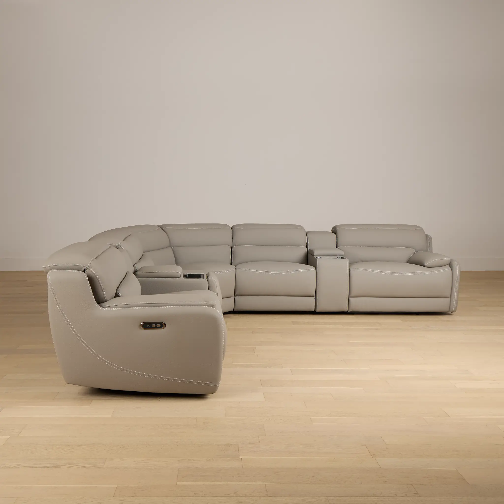 Jett Gray Micro Large Dual Power Reclining Two-arm Sectional Jett Gray Micro Large Dual Power Reclining Two-arm Sectional