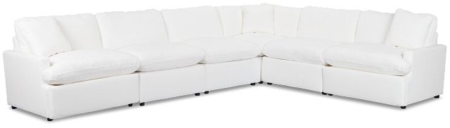 Skye White Fabric Medium Dual Power 2-arm Reclining Sectional