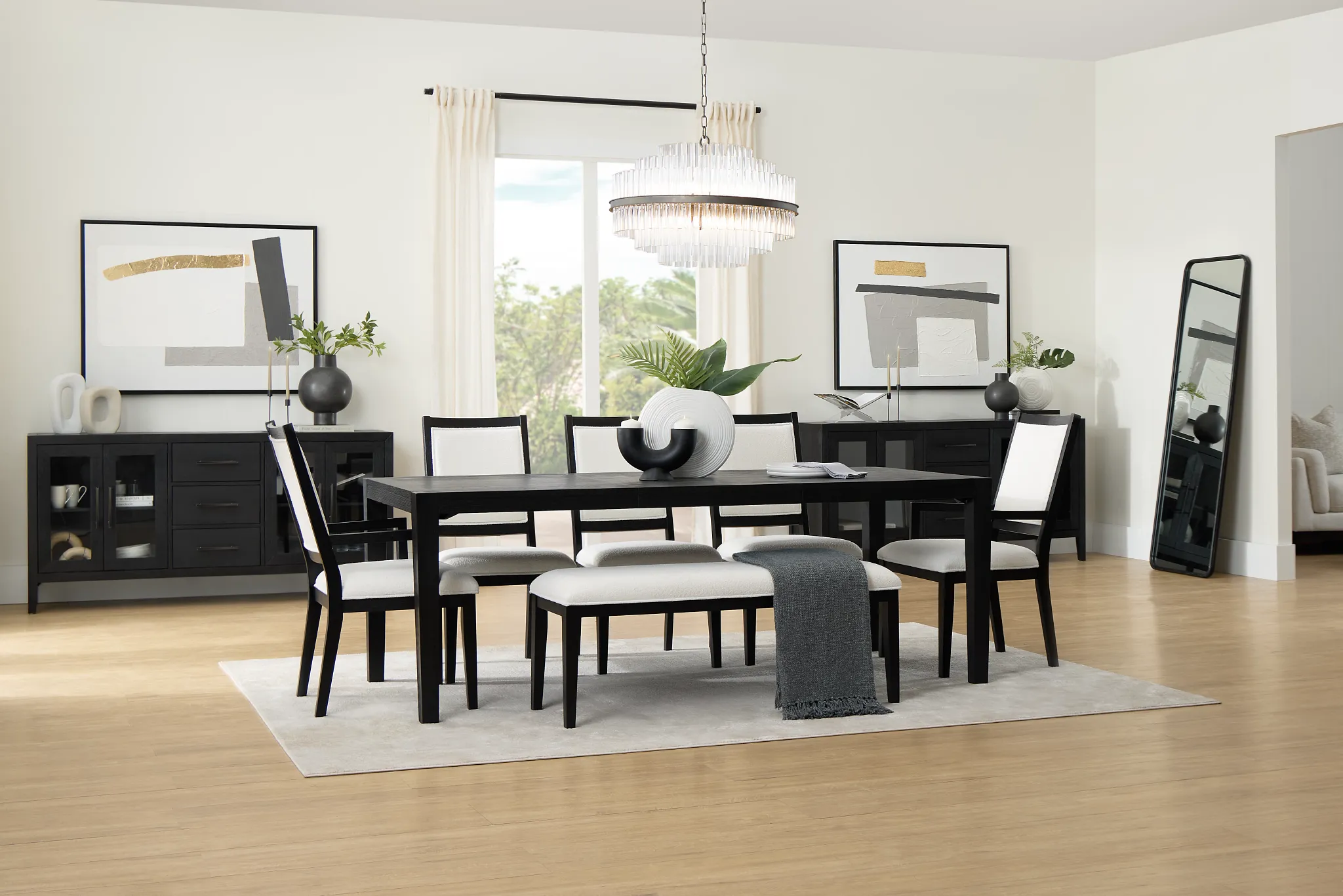 Alden Black Upholstered Dining Bench