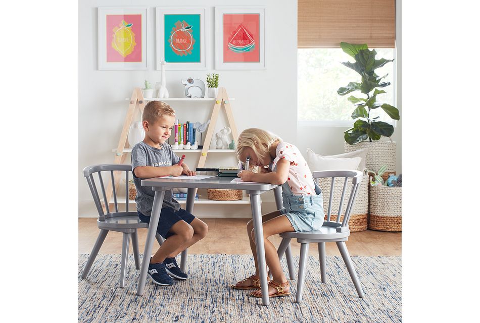 Windsor Gray Table 2 Chairs Baby Kids Desks City Furniture