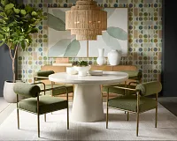 Ajan Dark Green Fabric Upholstered Arm Chair