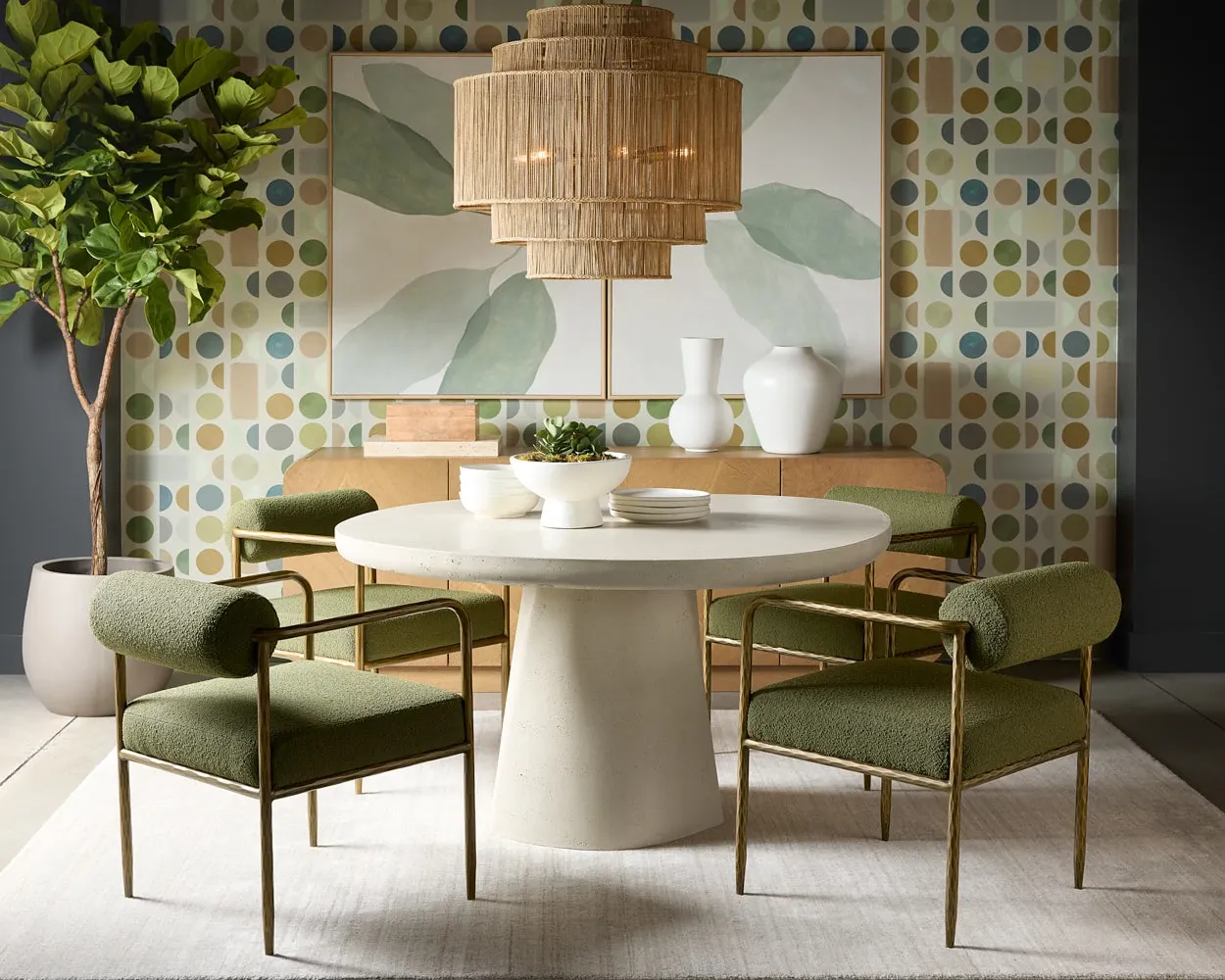 Ajan Dark Green Fabric Upholstered Arm Chair