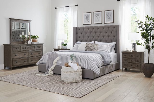 Lacey Gray Uph Platform Bed