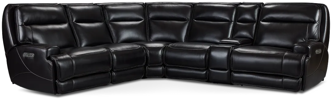 Casey Black Lthr/vinyl Medium Dual Power 2-arm Reclining Sectional