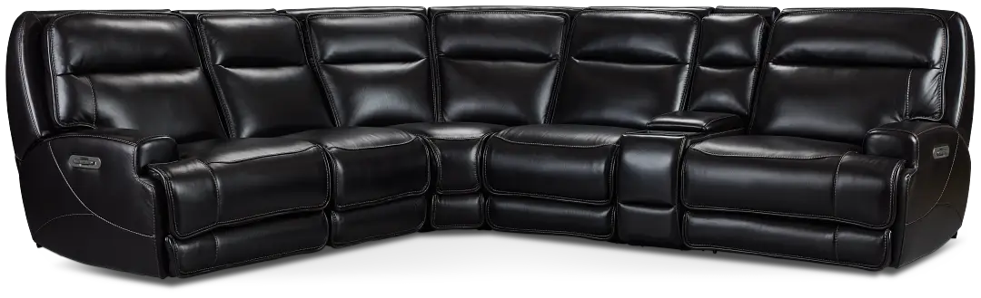 Casey Black Lthr/vinyl Medium Dual Power 2-arm Reclining Sectional Casey Black Lthr/vinyl Medium Dual Power 2-arm Reclining Sectional