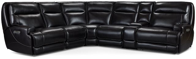 Casey Black Lthr/vinyl Medium Dual Power 2-arm Reclining Sectional