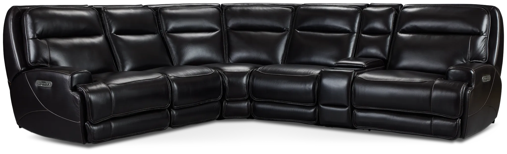 Casey Black Lthr/vinyl Medium Dual Power 2-arm Reclining Sectional