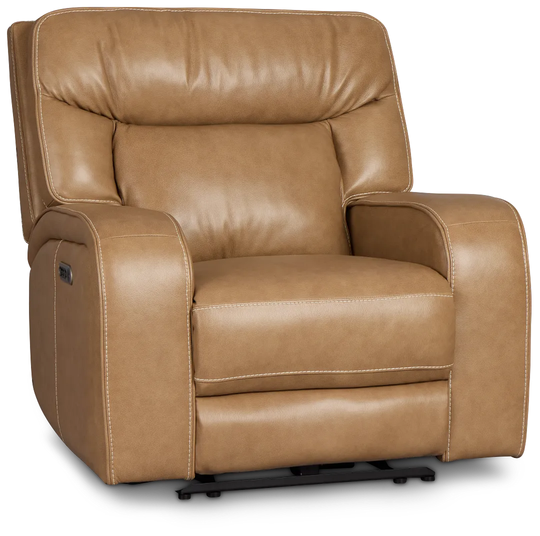 Jasper Light Brown Leather Power Recliner