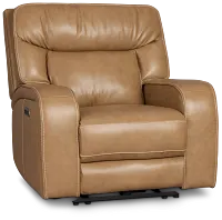Jasper Light Brown Leather Power Recliner