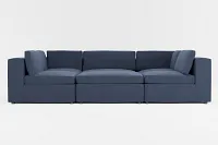 Destin Peyton Dark Blue Fabric 6-piece Pit Sectional