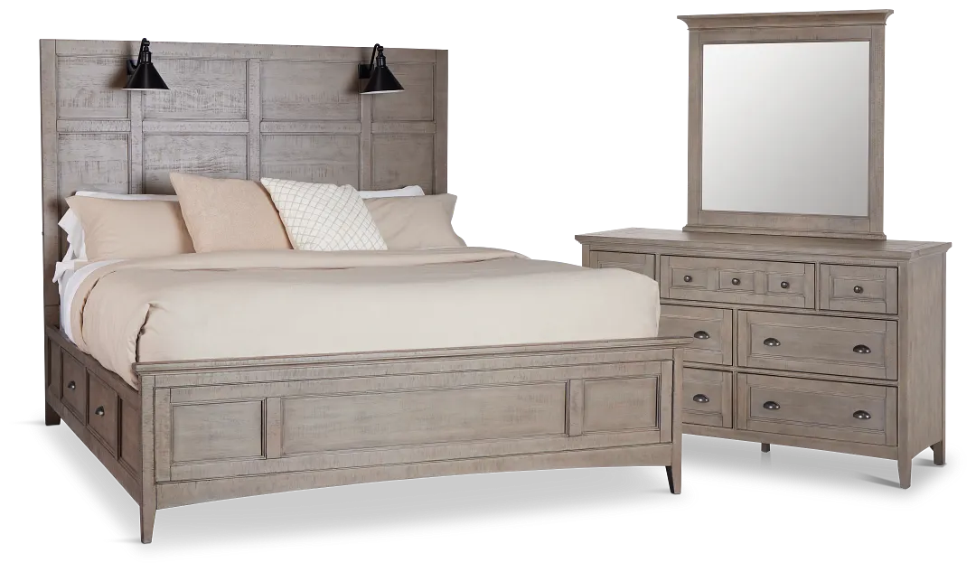Heron Cove Light Tone Storage Panel Bedroom With Lights