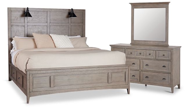 Heron Cove Light Tone Storage Panel Bedroom With Lights