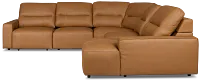 Rudy Brown Lthr/vinyl Small Left Chaise Power Extension Sectional