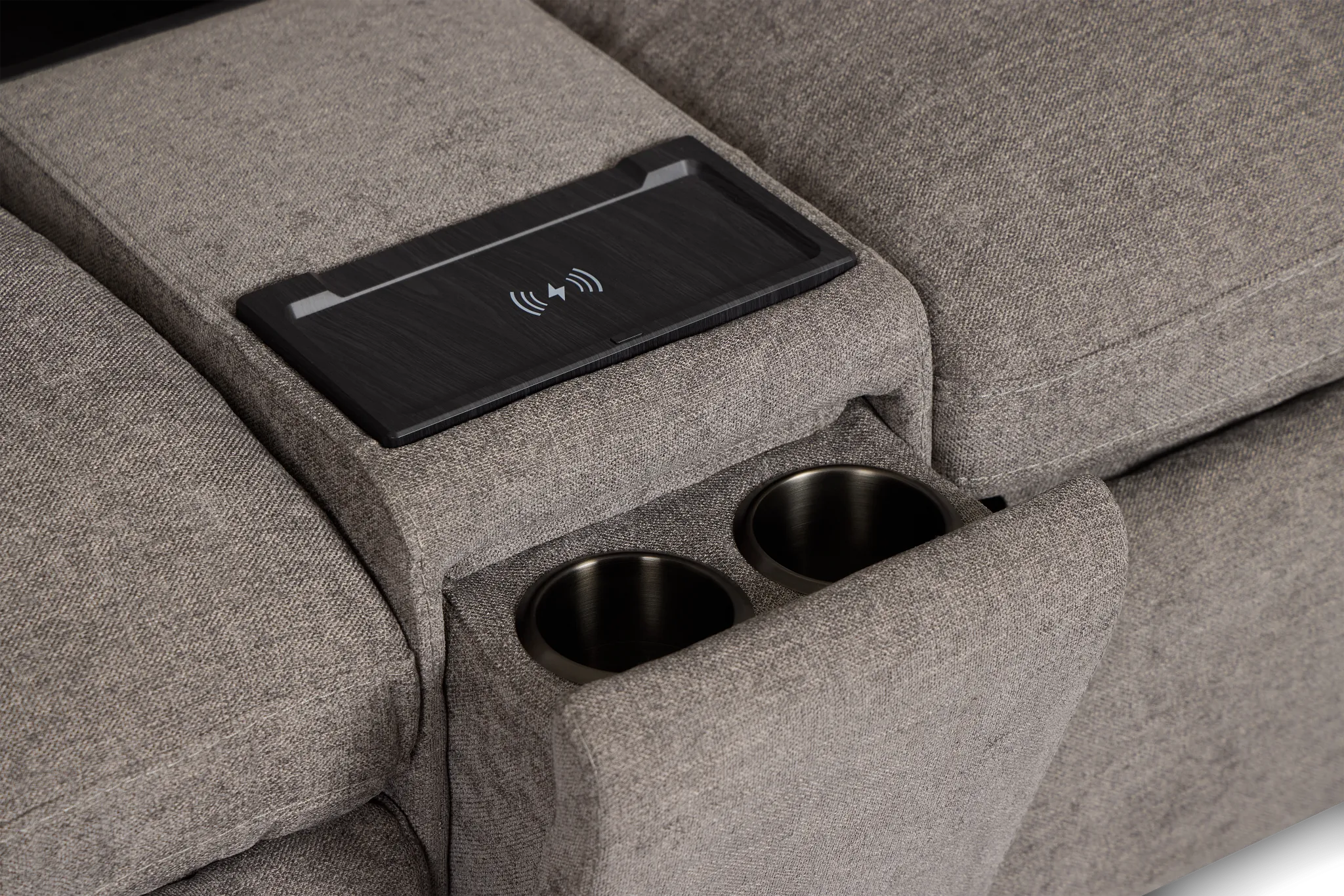 Drift Dark Gray Fabric Power Reclining Console Loveseat