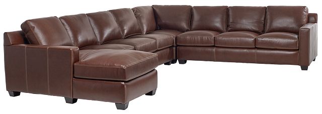 Carson Medium Brown Leather Large Left Chaise Memory Foam Sleeper Sectional (2)
