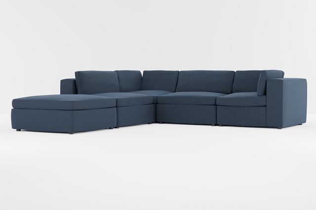 Destin Elite Dark Blue Fabric 5pc Bumper Sectional