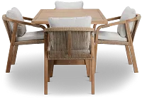 Laguna Light Tone 66" Rectangular Table & 4 Gray Cushioned Chairs