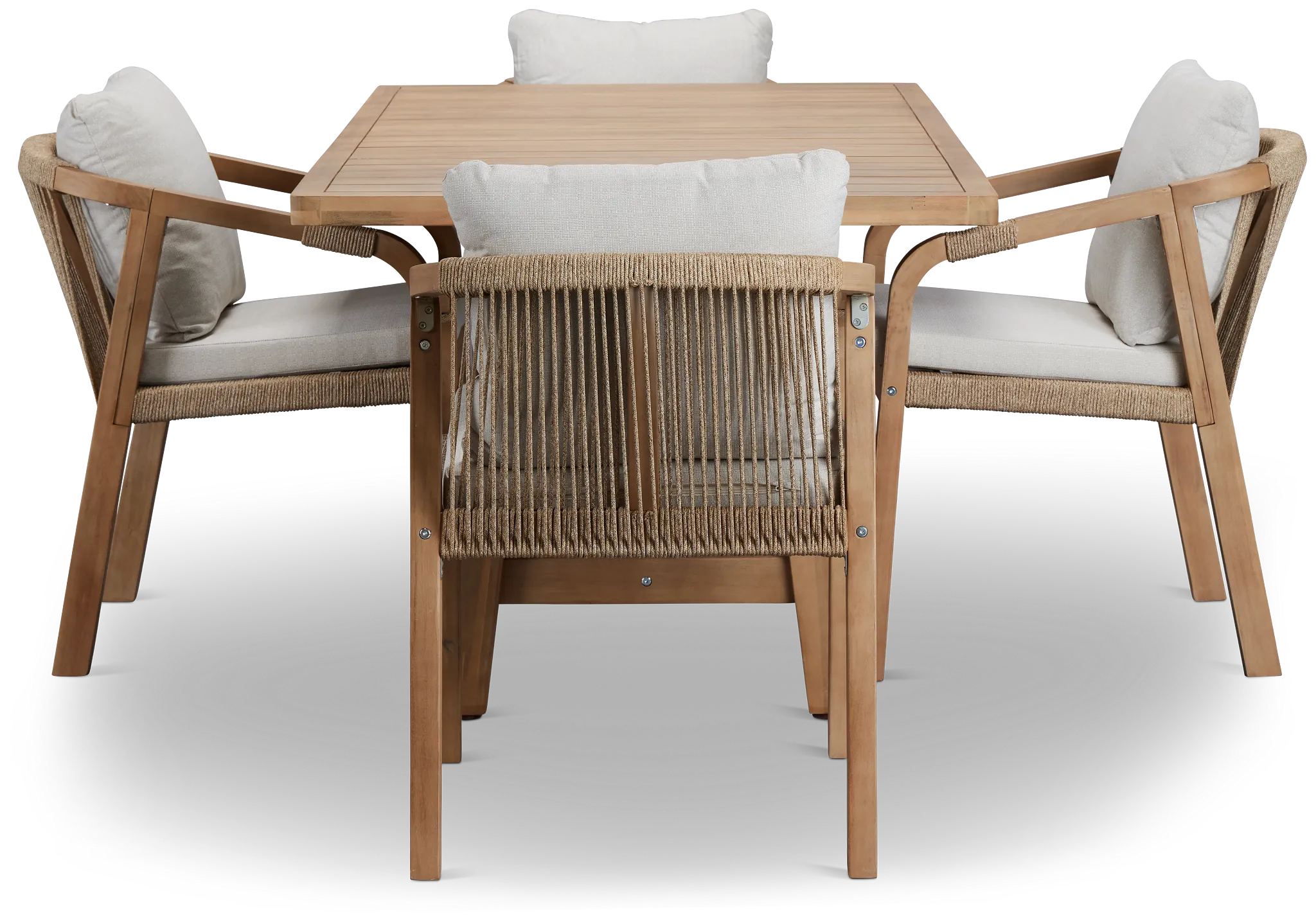 Laguna Light Tone 66" Rectangular Table & 4 Gray Cushioned Chairs